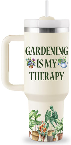 ROSTANTEN 40oz tumbler pattern close-up, eye-catching gift for plant lovers.