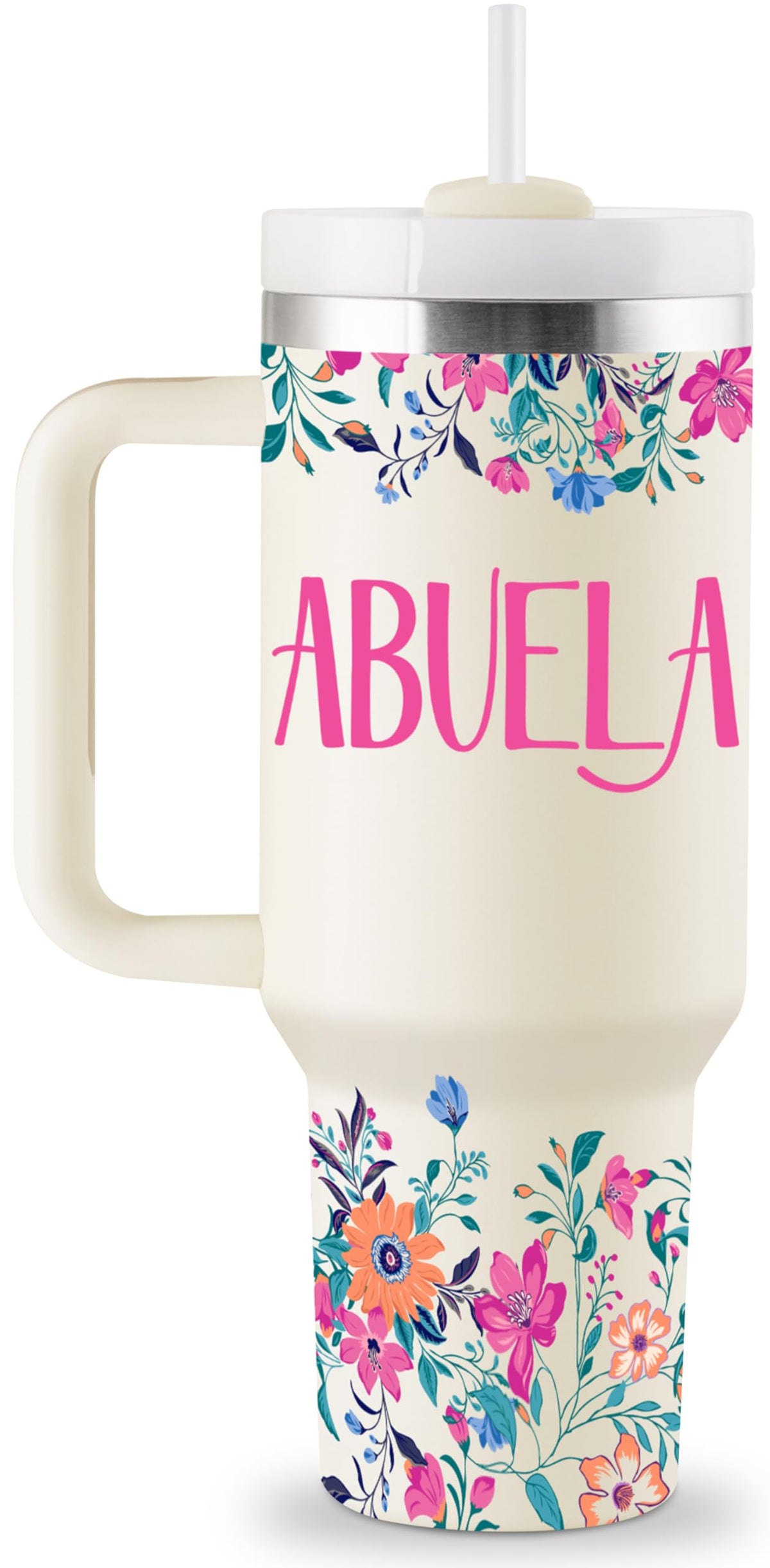 ROSTANTEN Abuela 40oz tumbler with lid and straw for all-day hydration on the go.