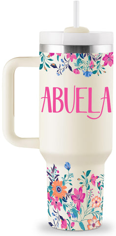 ROSTANTEN Abuela 40oz tumbler with lid and straw for all-day hydration on the go.