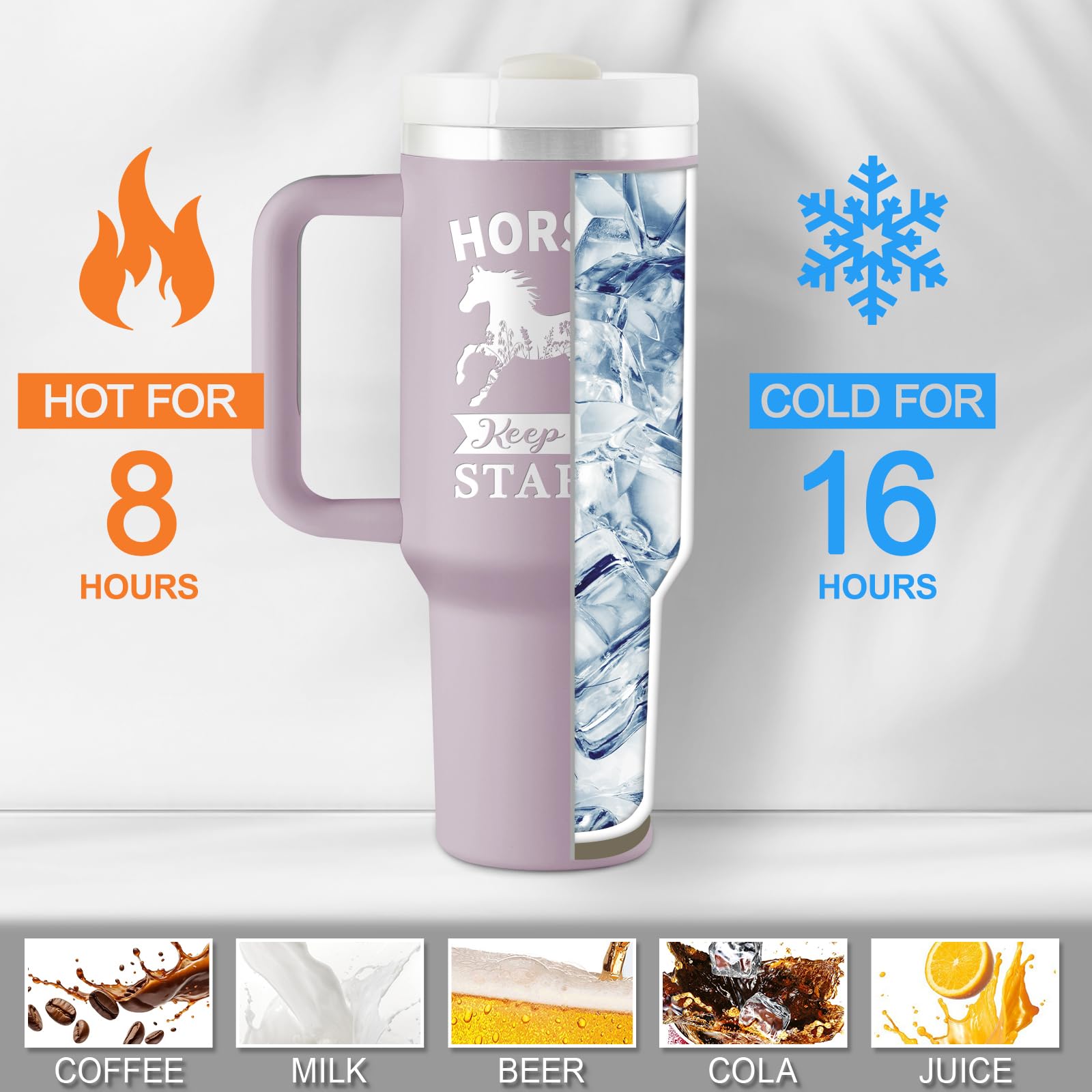 ROSTANTEN ergonomic handle, car cup holder friendly for travel.