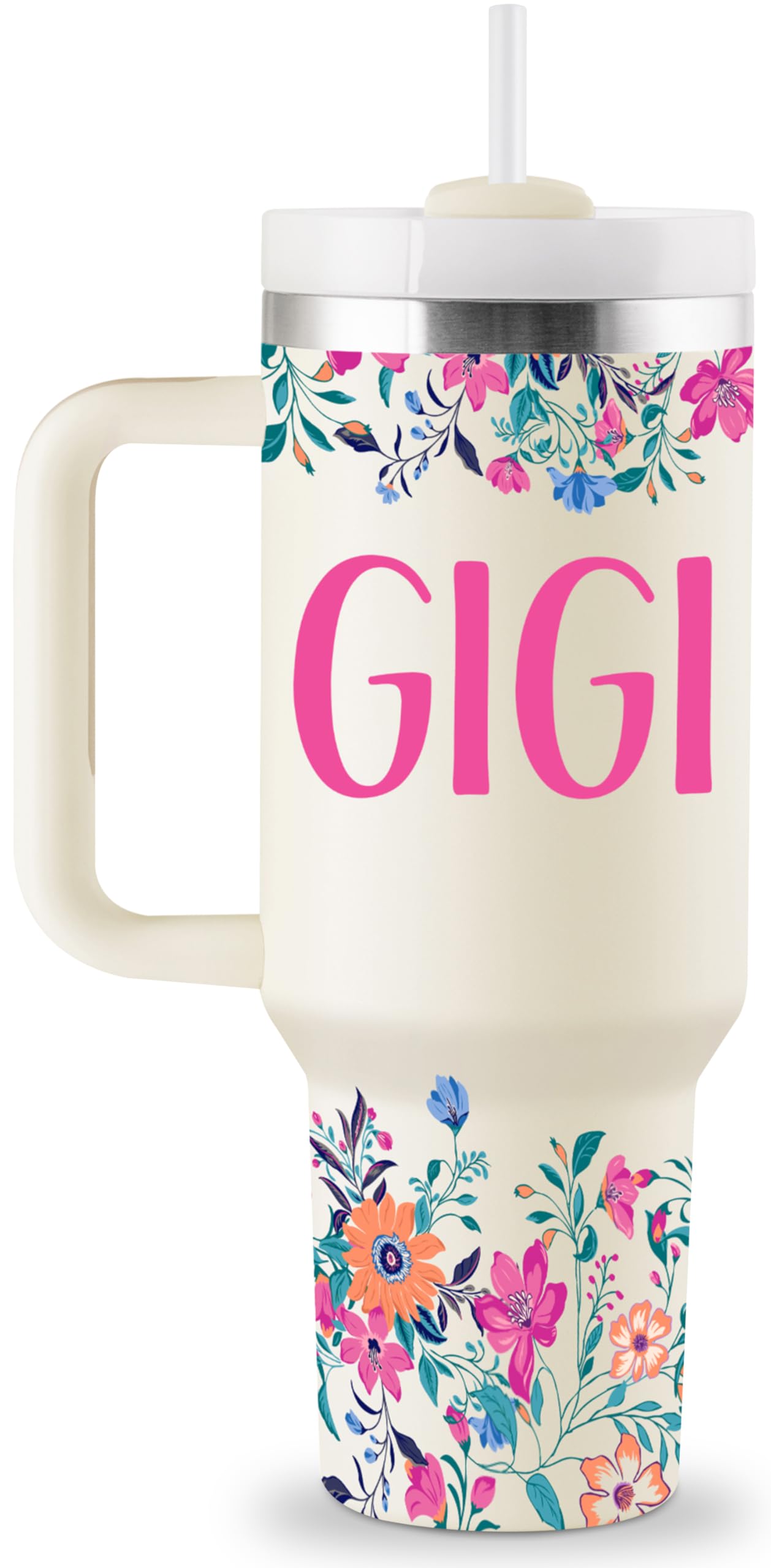 ROSTANTEN Gigi 40oz tumbler front view shows durable stainless steel for daily use.