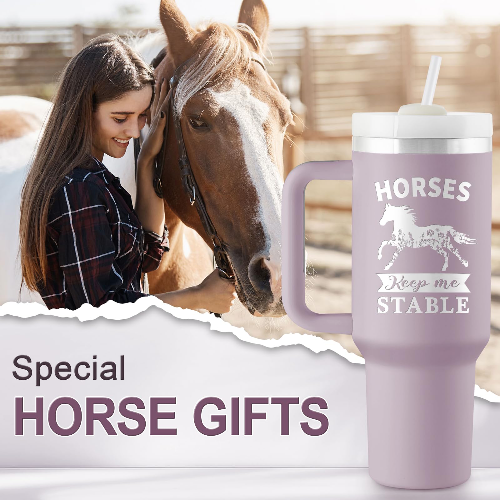 ROSTANTEN horse gift women tumbler front view for daily use.