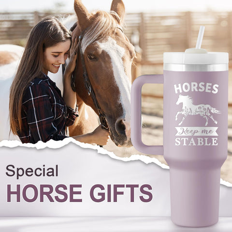 ROSTANTEN horse gift women tumbler front view for daily use.