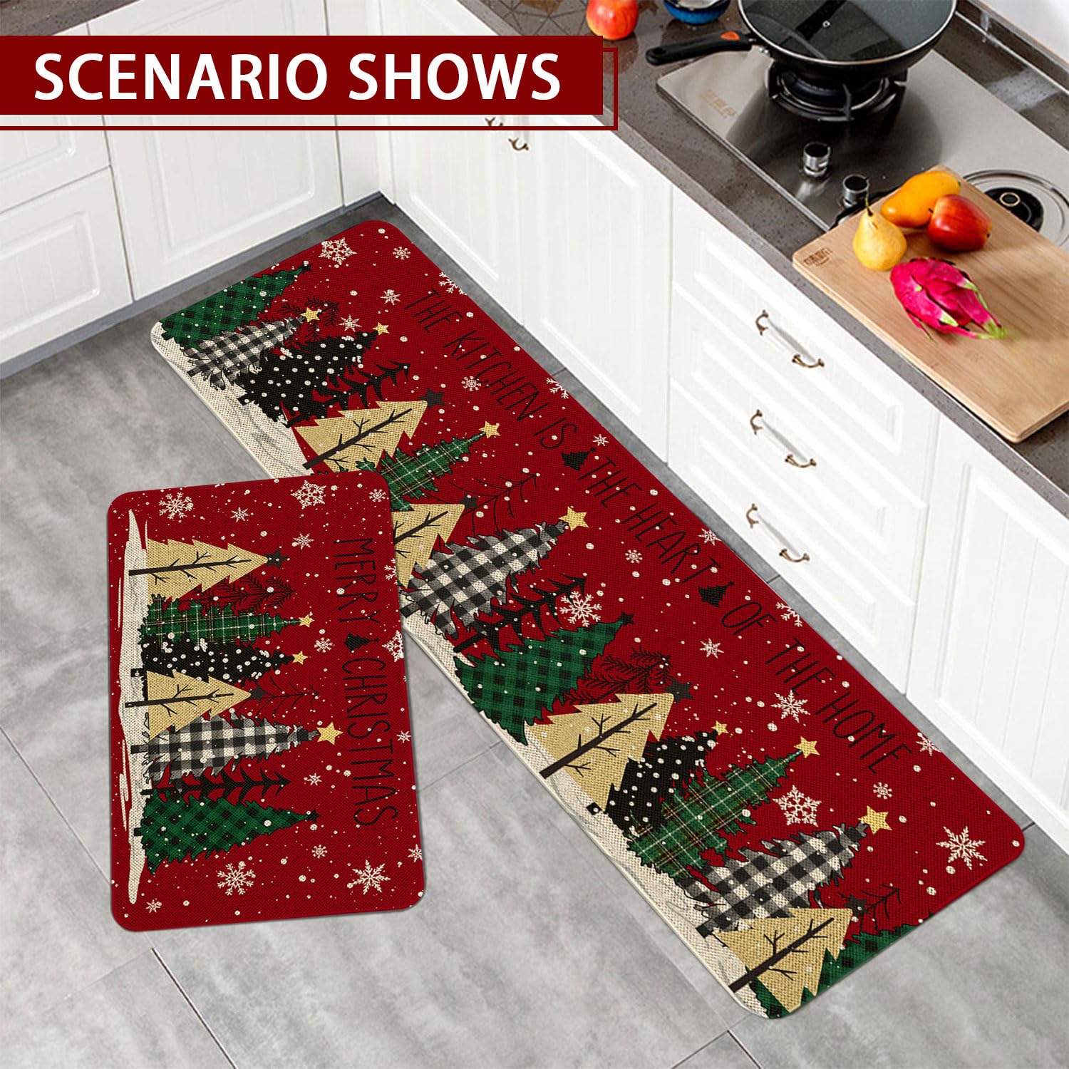 Roszwtit Christmas kitchen mat 17x47 adds seasonal charm and comfort underfoot.