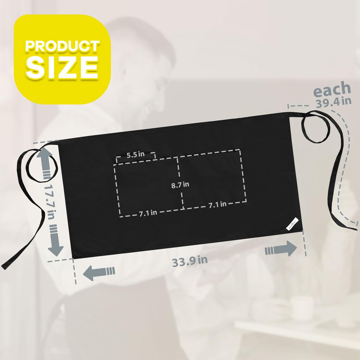 ROTANET apron with three pockets offers quick access to utensils and orders.