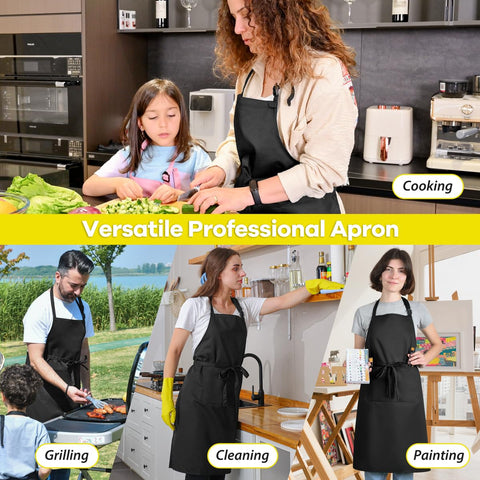 ROTANET kitchen scene shows universal bib design for men and women
