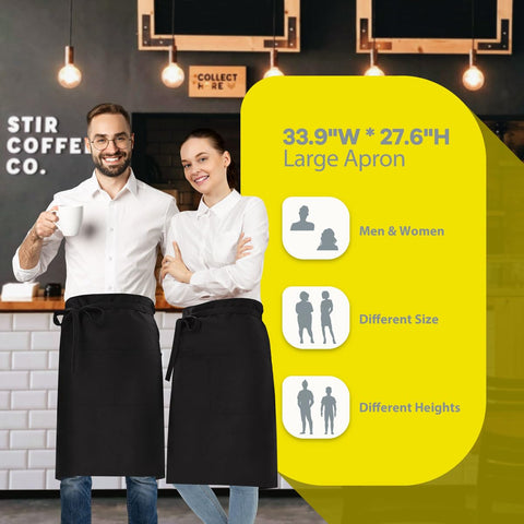 ROTANET apron in use at a restaurant showing a 3-pocket layout keeps tools handy.