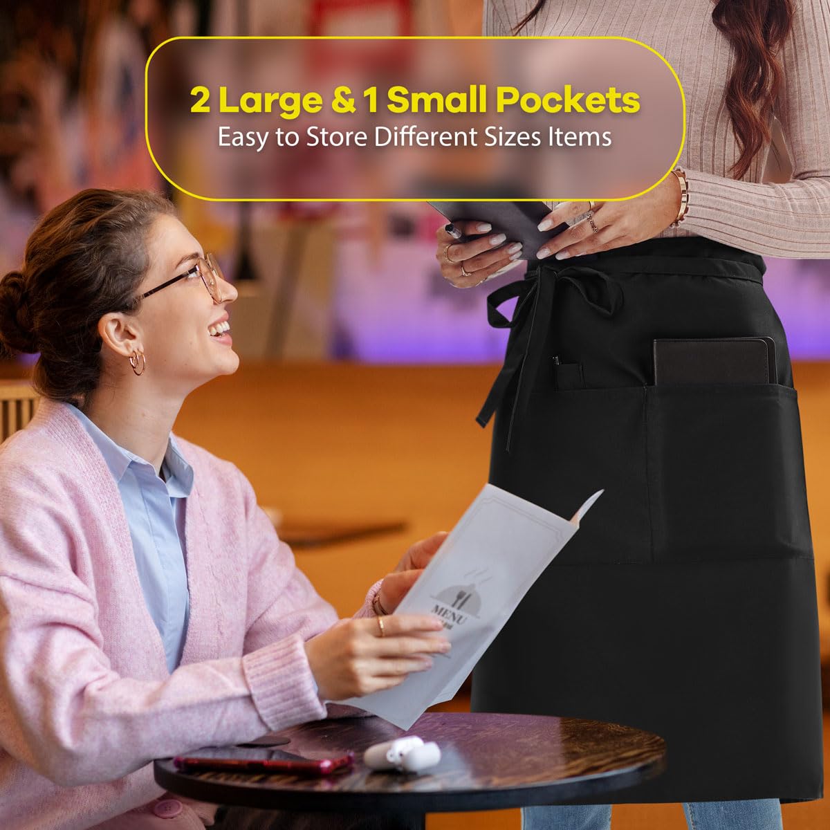 ROTANET long server apron fabric is waterproof and oil resistant for busy shifts.