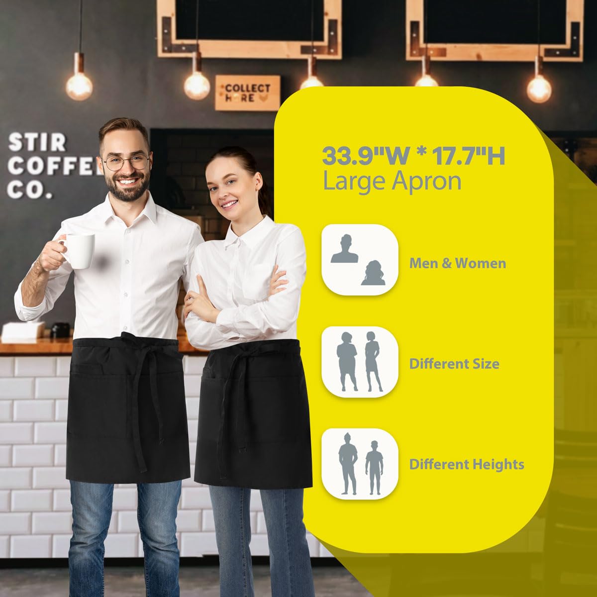 Classic black ROTANET apron enhances a professional look in food service.