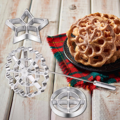 Rotel aluminum-handle rosette mold offers a durable, comfortable grip.