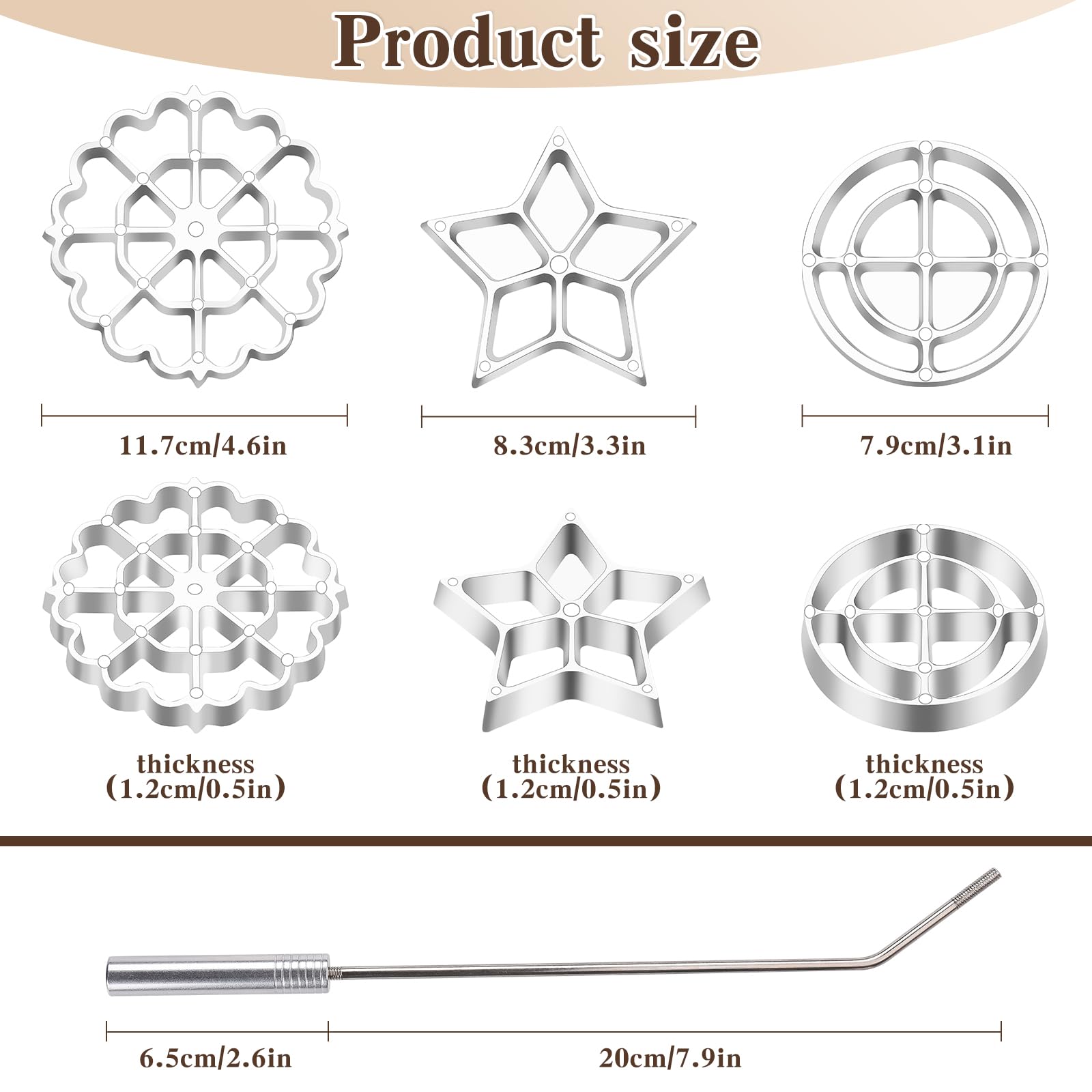 Rotel rosette cookie irons with handle enable even browning of festive rosettes.
