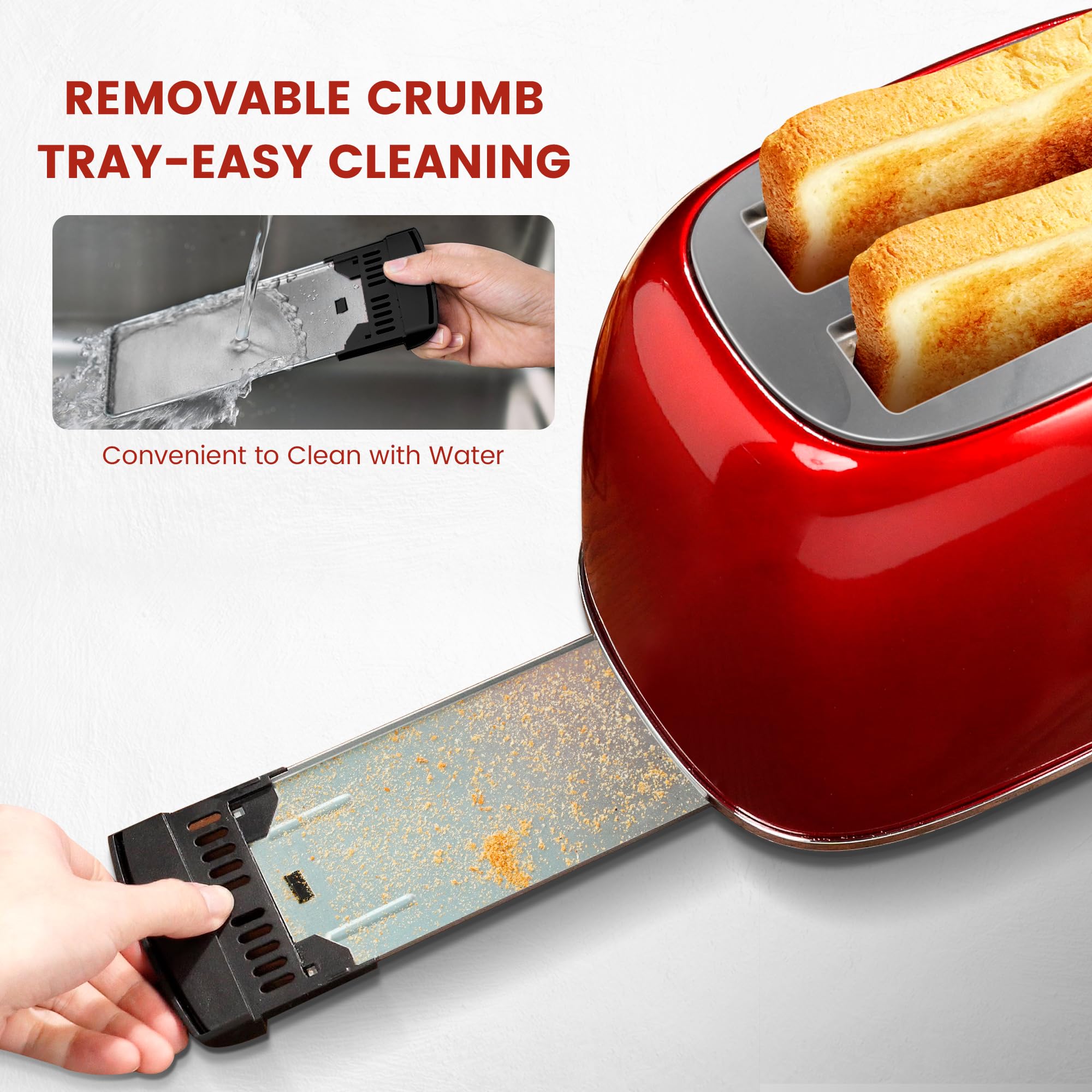 Roter Mond removable crumb tray for easy cleaning after use