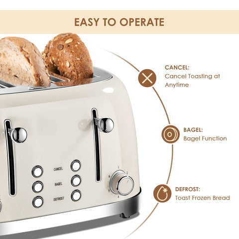 Roter Mond 4-slice bagel/defrost/cancel buttons enable flexible breakfast routines