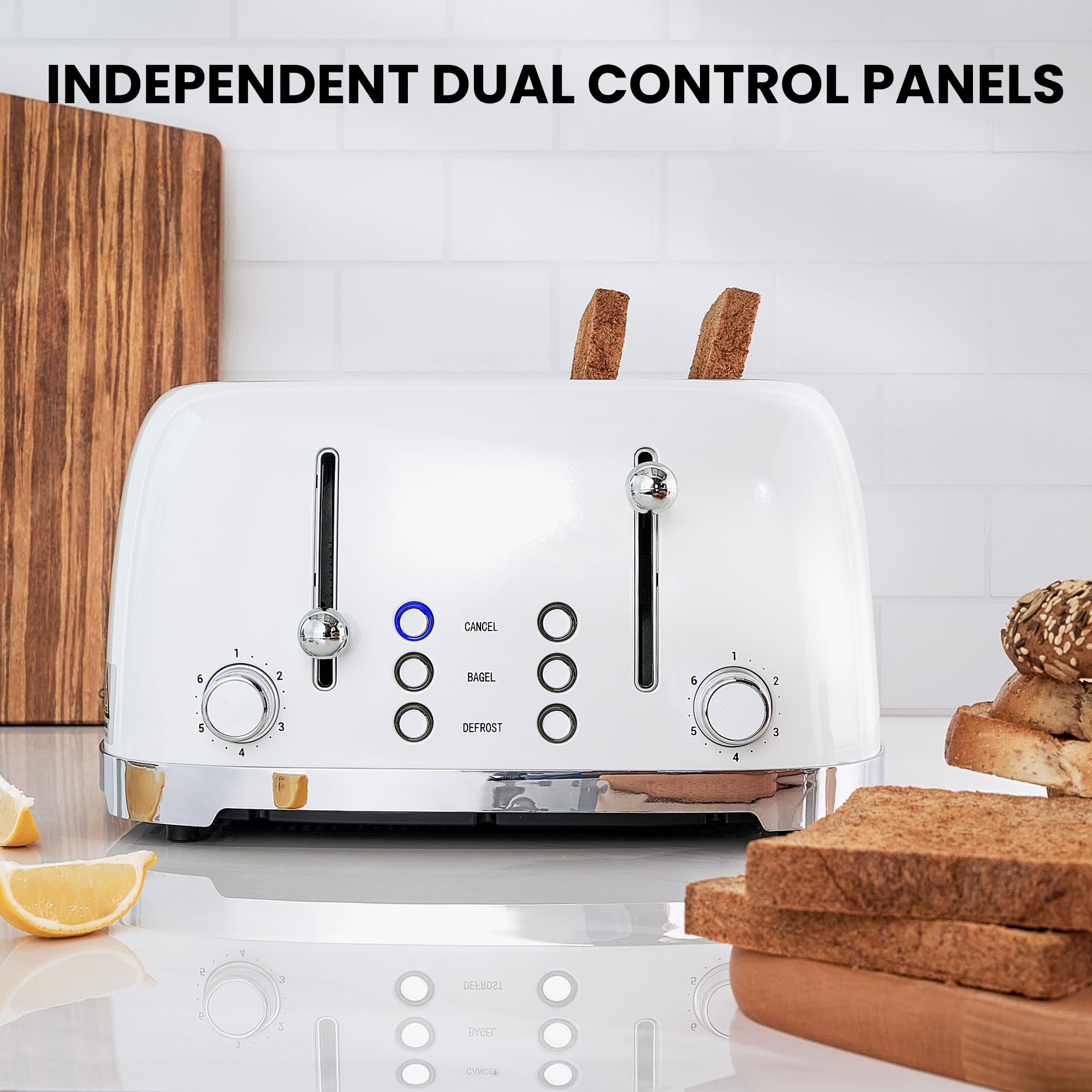 Roter Mond 4-slice toaster bagel-defrost-cancel function supports flexible mornings.