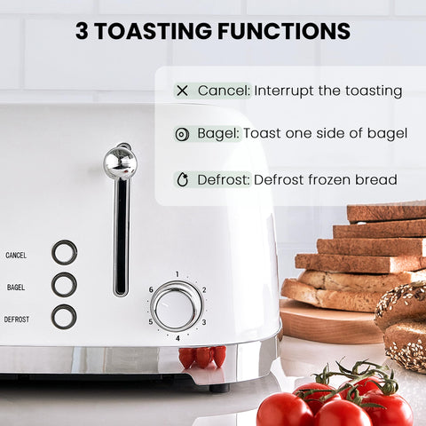 Roter Mond 4-slice toaster with 6 browning settings offers precision.