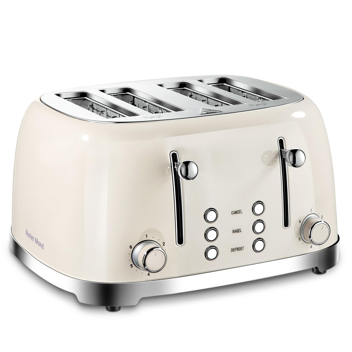 Roter Mond 4-slice toaster cream-front highlights vintage style and even browning