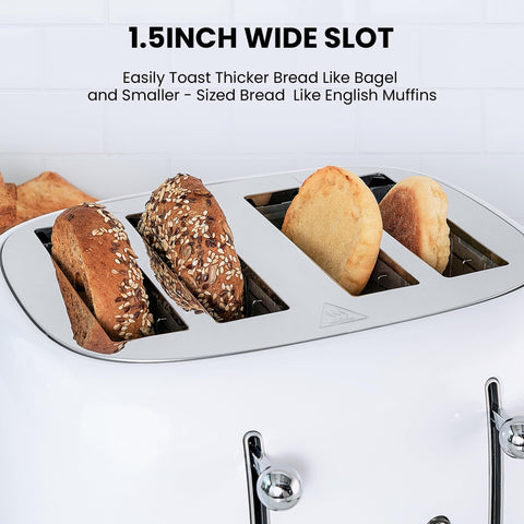 Roter Mond 4-slice toaster wide-slots enable toasting of bagels and thick slices.