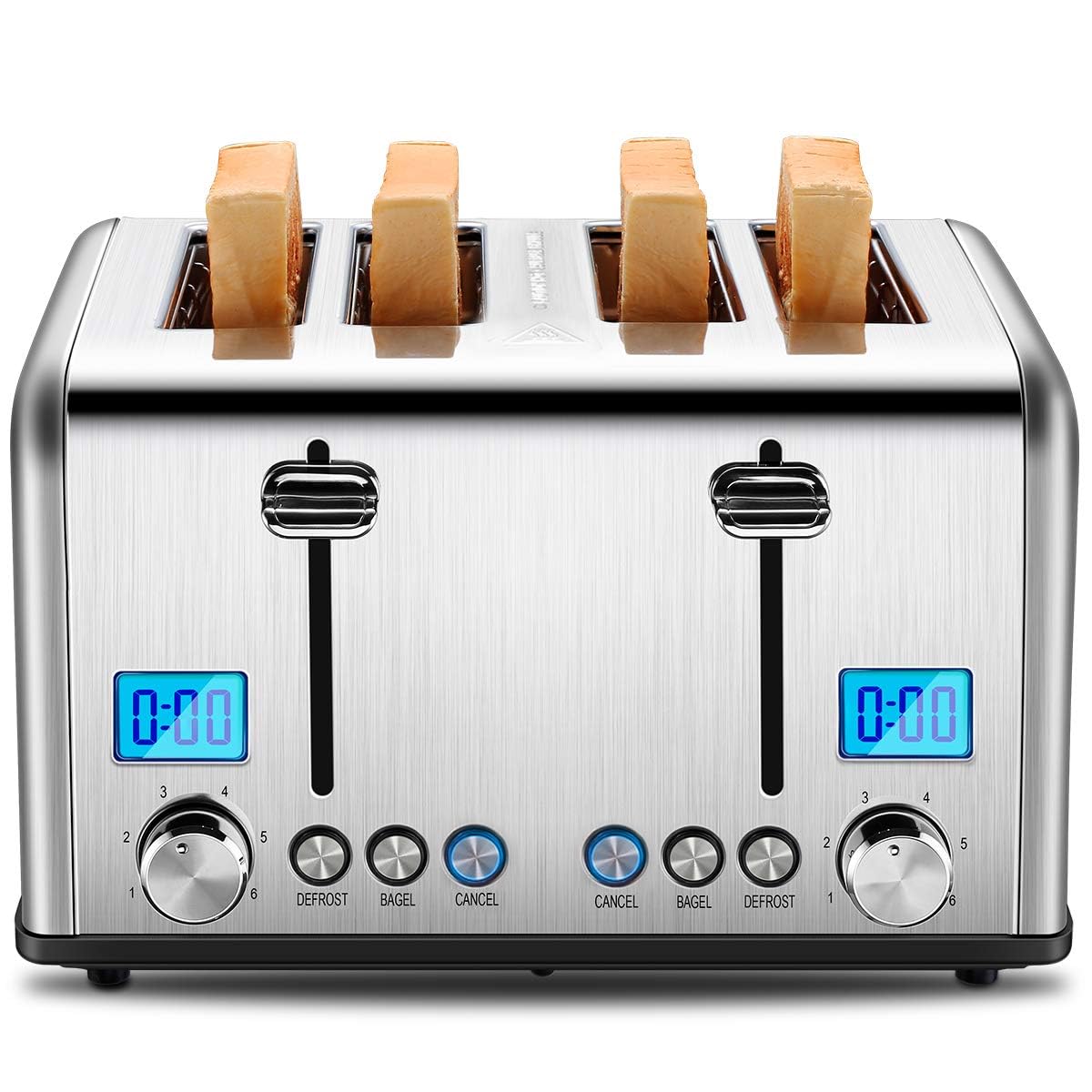 Roter Mond Countdown Toaster front view in stainless steel for durable toast