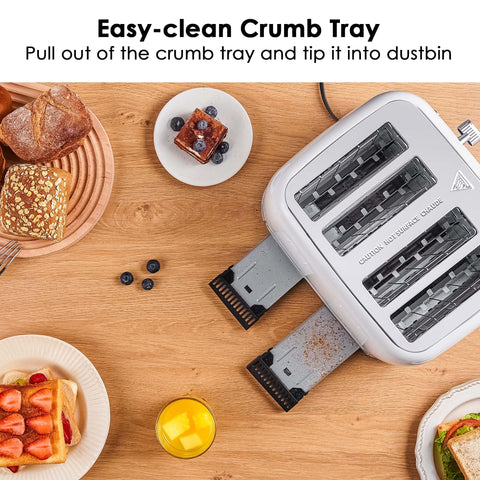 Roter Mond high lift design helps avoid burns when removing toast.