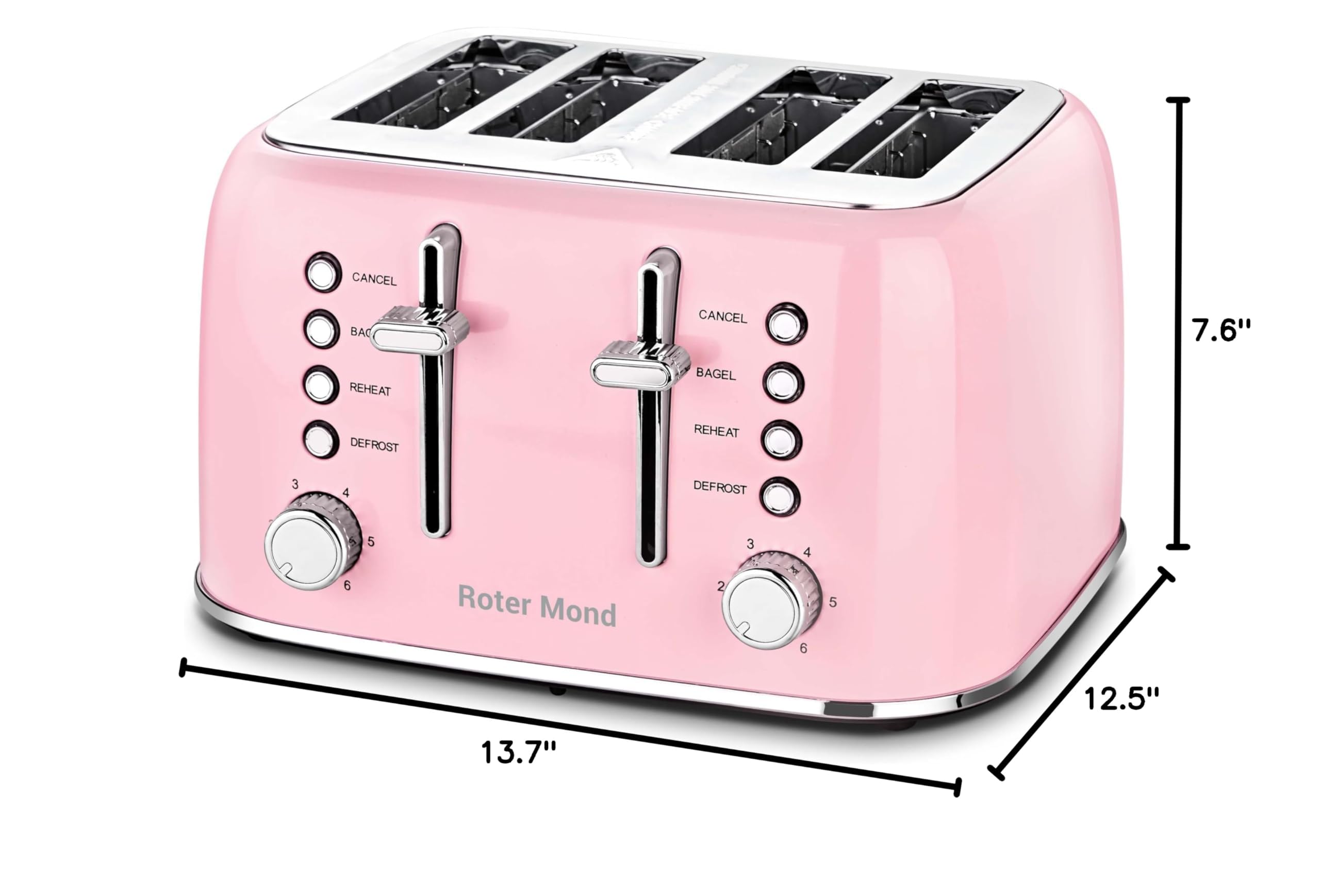 Roter Mond removable crumb tray keeps counters clean after toasting.