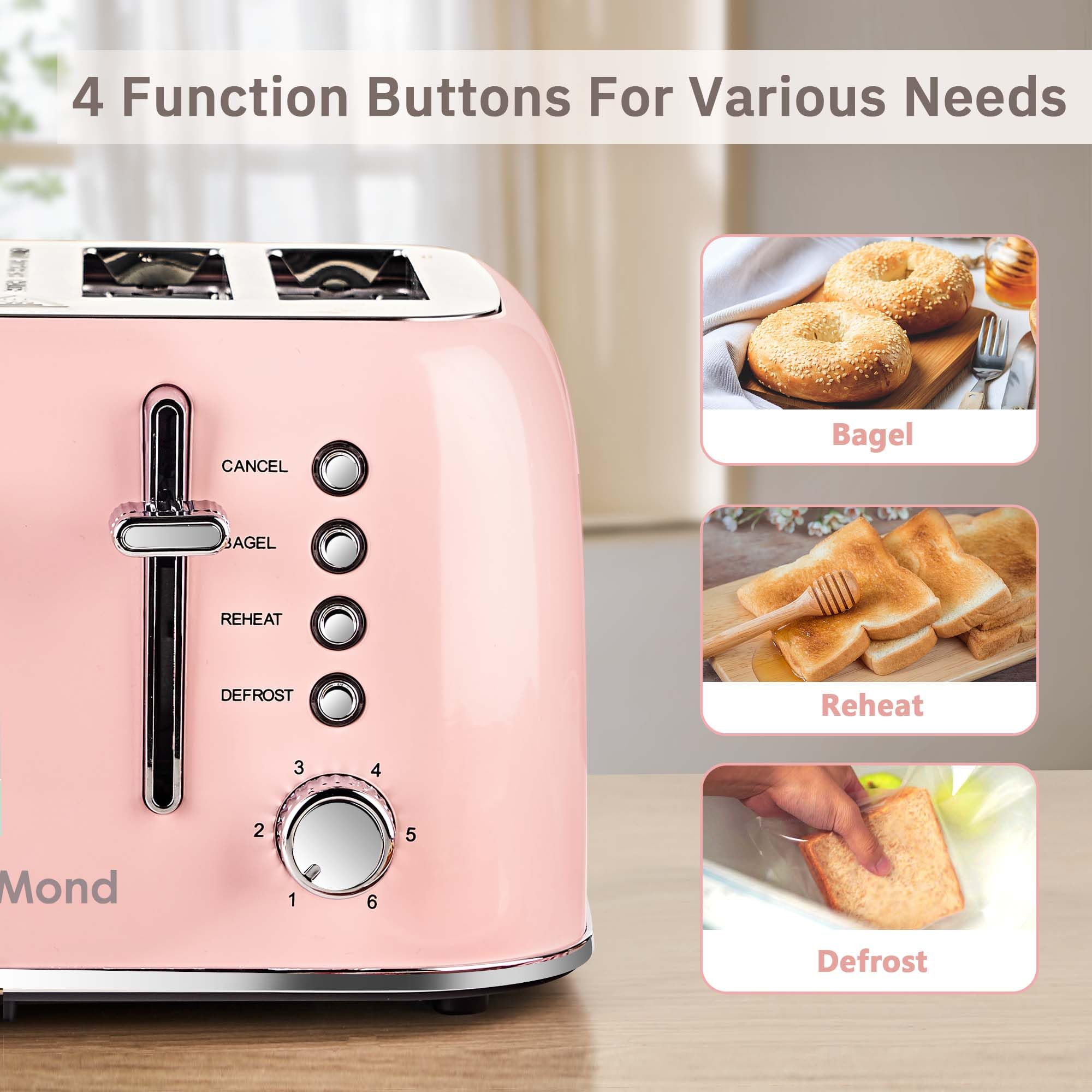Roter Mond 4-slice defrost and reheat options for frozen mornings.