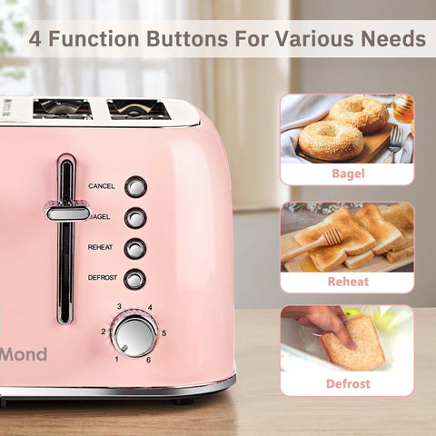 Roter Mond 4-slice defrost and reheat options for frozen mornings.