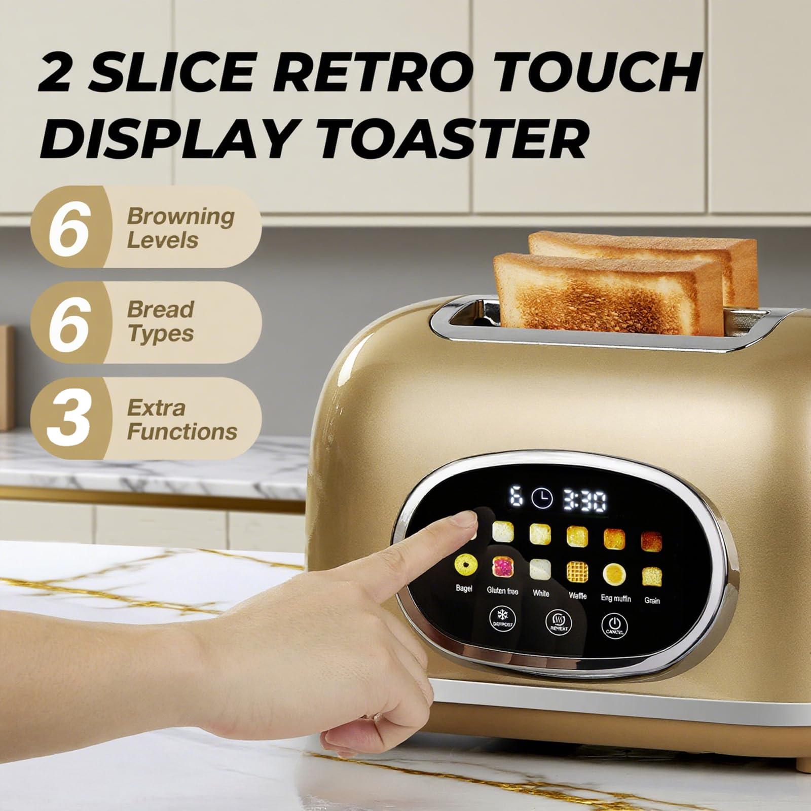 Roter Mond toaster offers 6 bread modes for versatile breakfasts.
