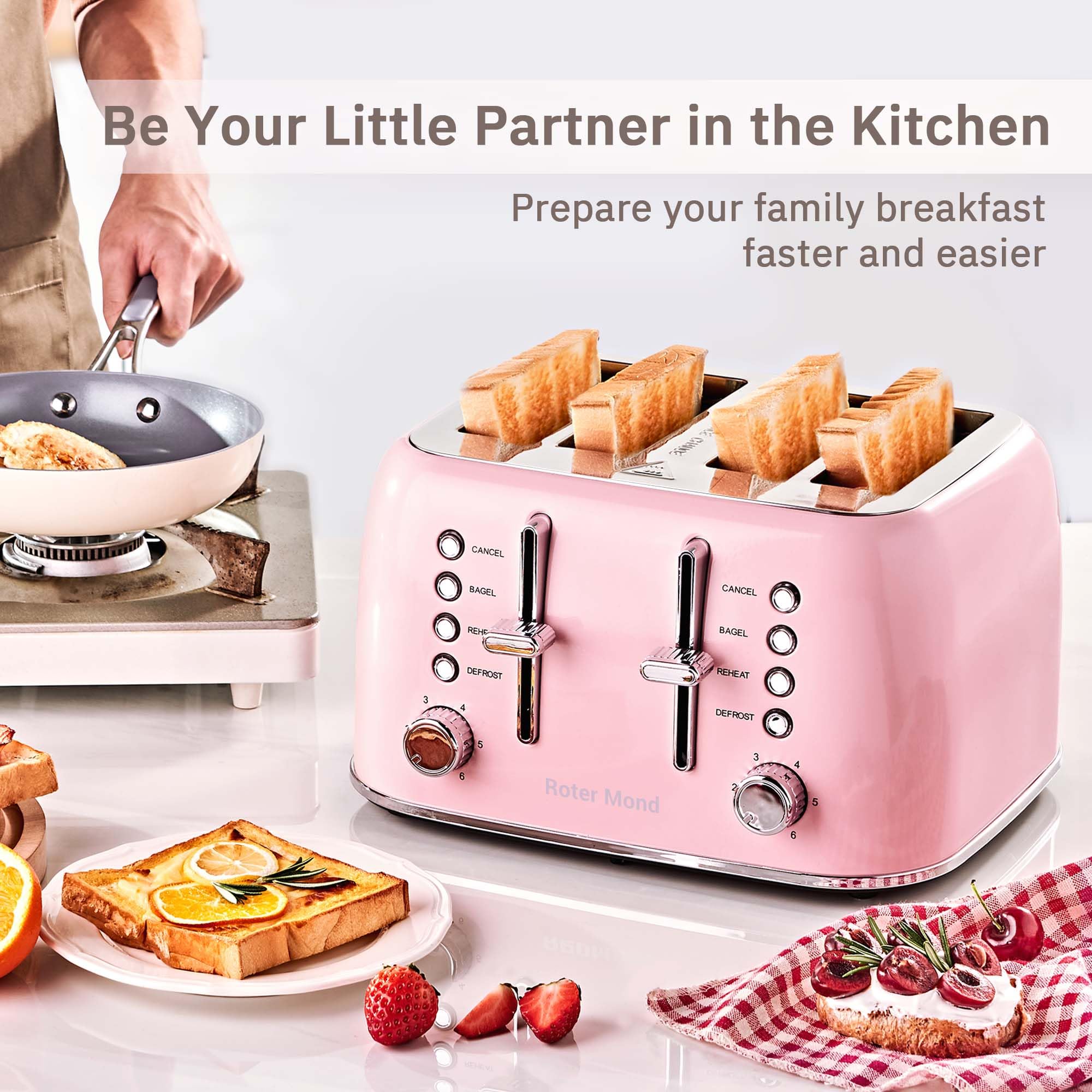 Roter Mond bagel-ready toaster handles thick bagels with ease.