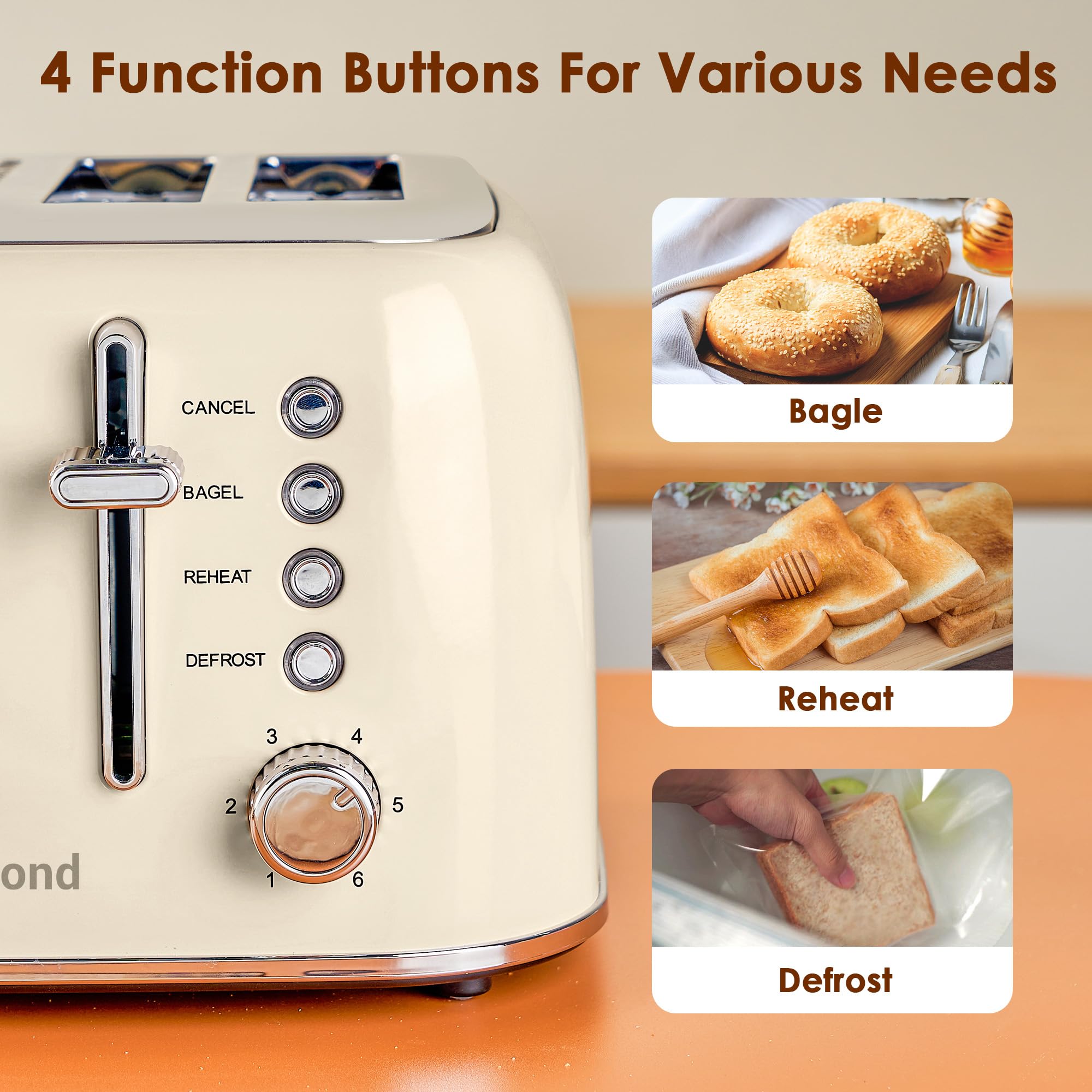 Roter Mond toaster defrost option for frozen bread.