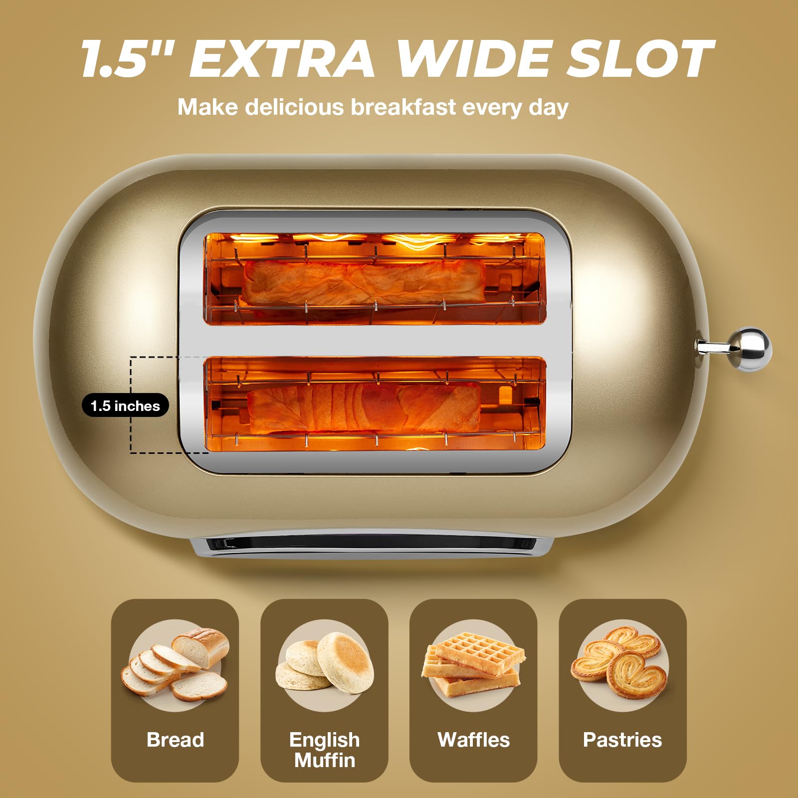 Roter Mond toaster defrost function for frozen bread without waiting.