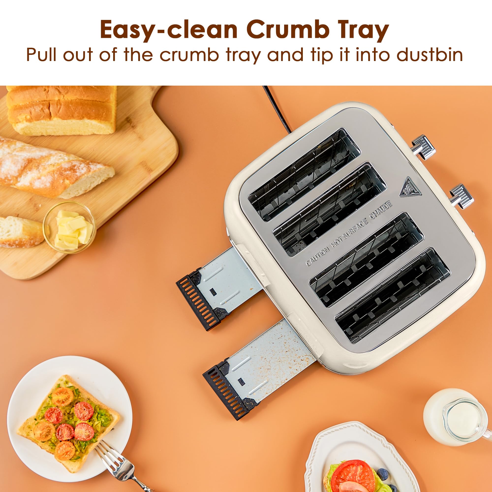 Roter Mond toaster high lift design keeps hands safe when removing toast.