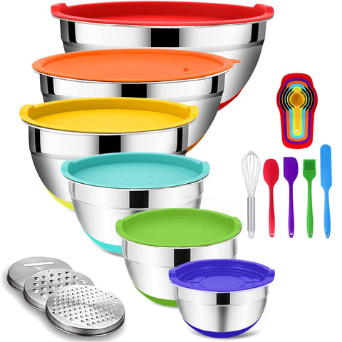 Rottay 7qt stainless steel mixing bowl with lid for durable prep.
