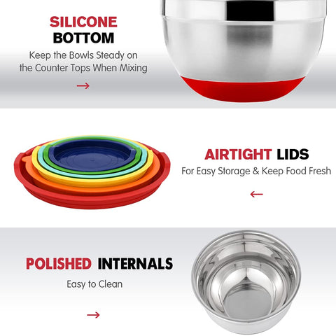 Rottay bowls feature non-slip bottoms for stable mixing.