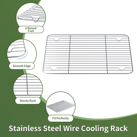 Rottay cooling rack with raised feet keeps foods level for uniform cooling.