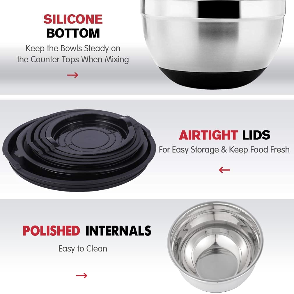 Rottay bowls with non-slip silicone bottoms for stable mixing.