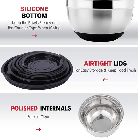 Rottay bowls with non-slip silicone bottoms for stable mixing.
