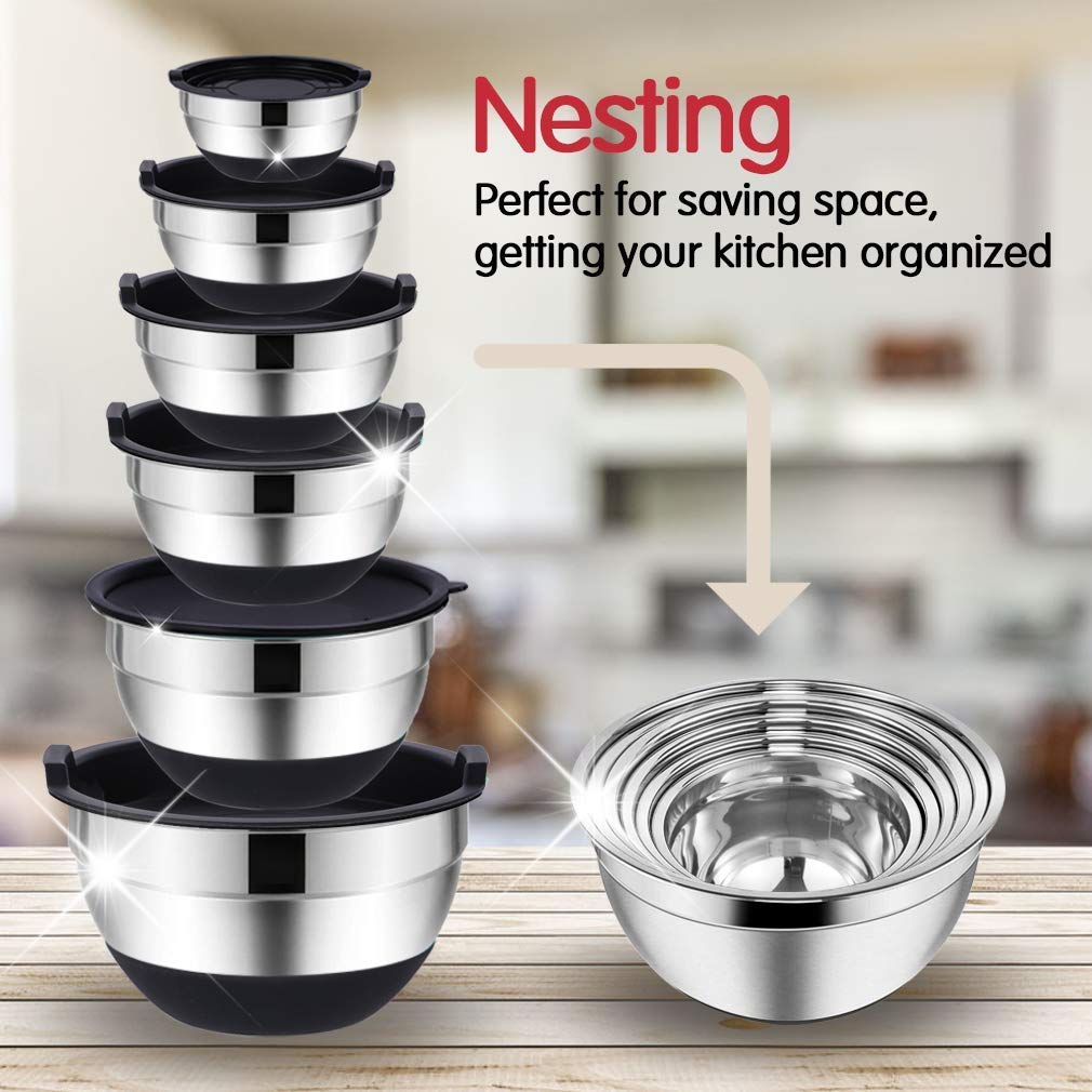 Rottay stainless steel bowls with a mirrored interior for easy stacking.