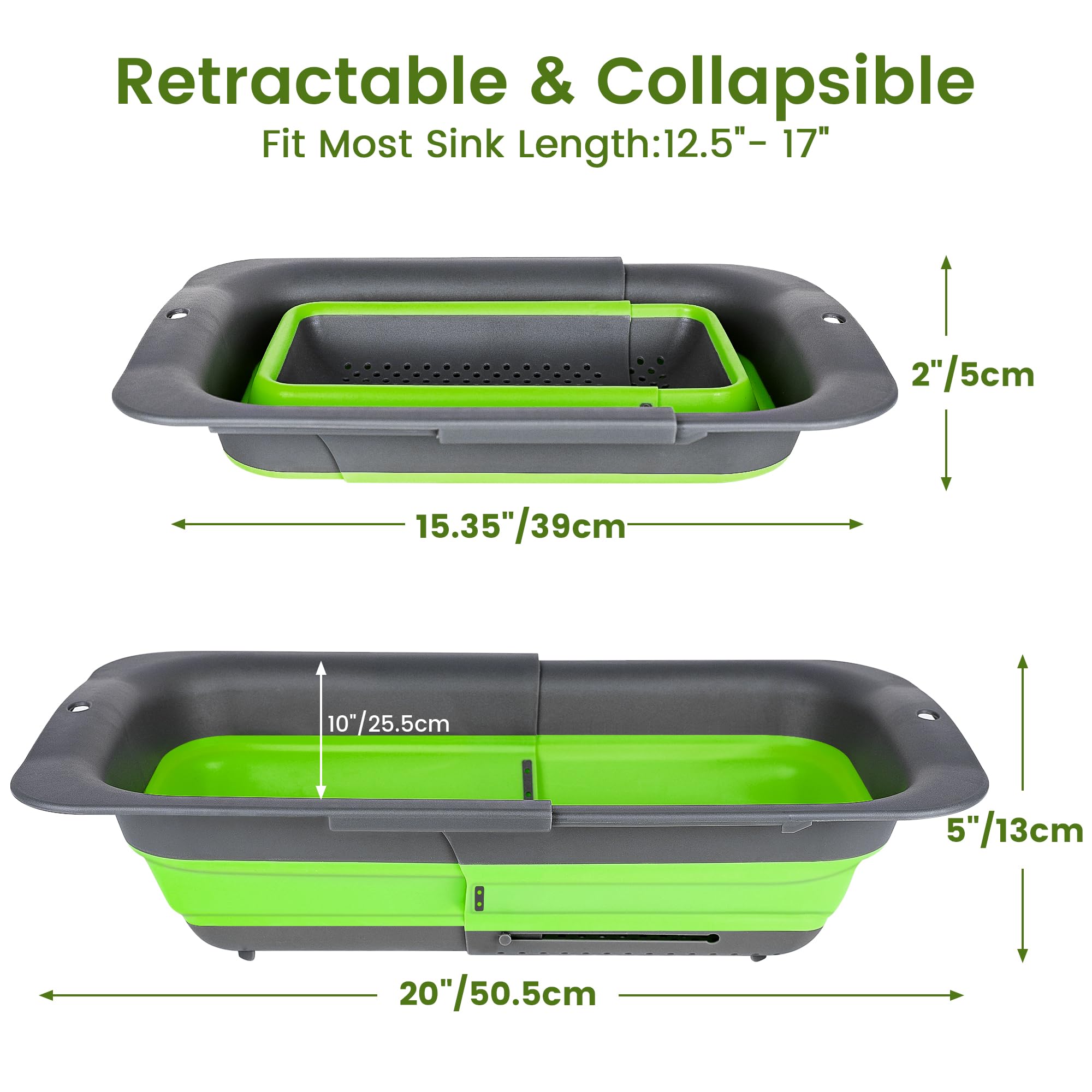 ROTTOGOON collapsible colander folded for compact storage beside the sink.