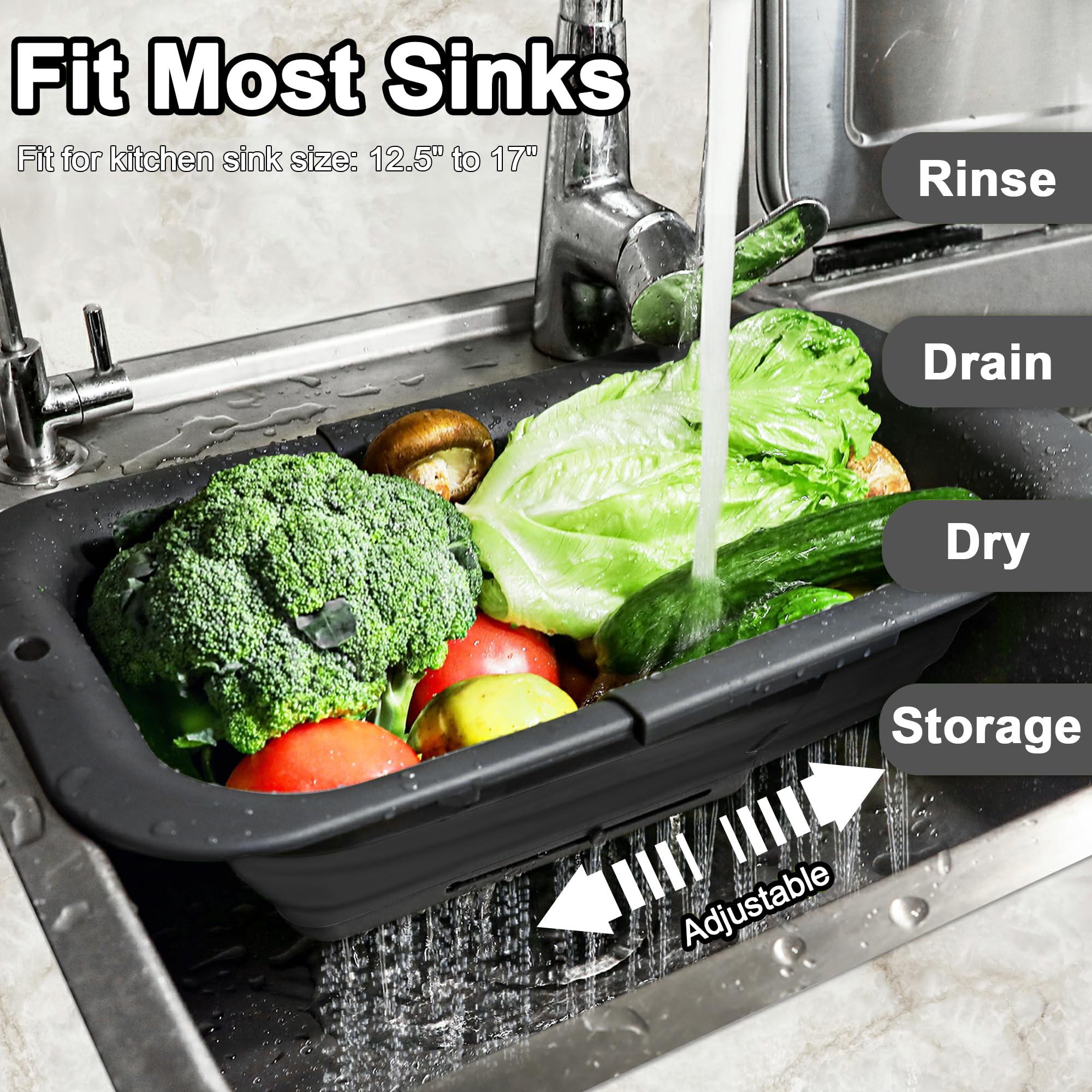 Anti-slip handles stabilize heavy loads during washing and draining.
