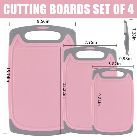ROTTOGOON gray cutting board set for versatile meal prep and color-coded use.