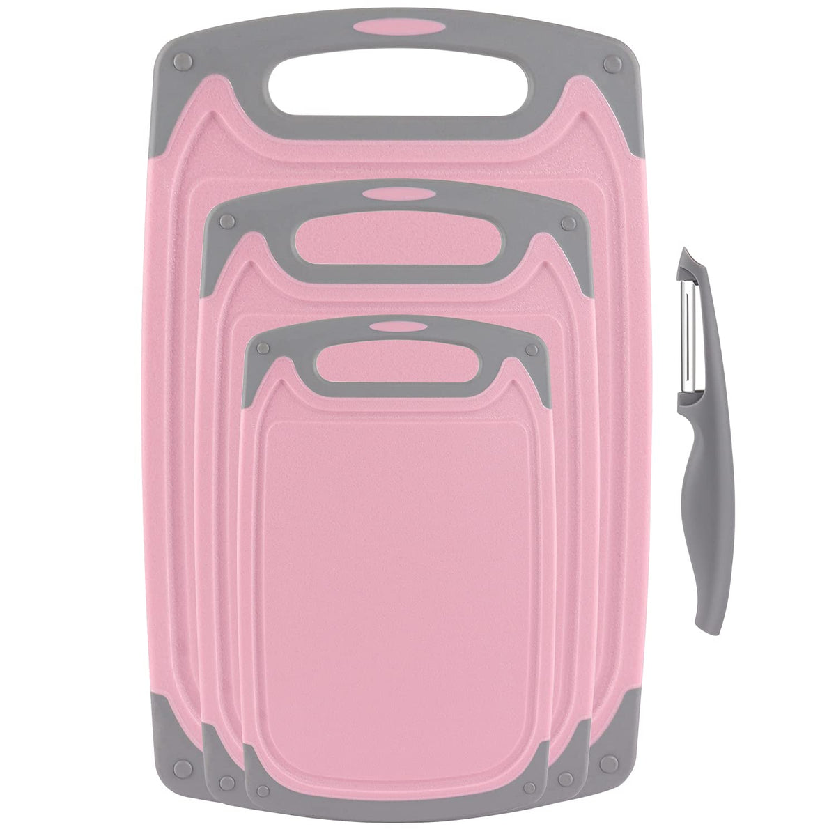 ROTTOGOON pink cutting board set for precise chopping and easy cleanup.