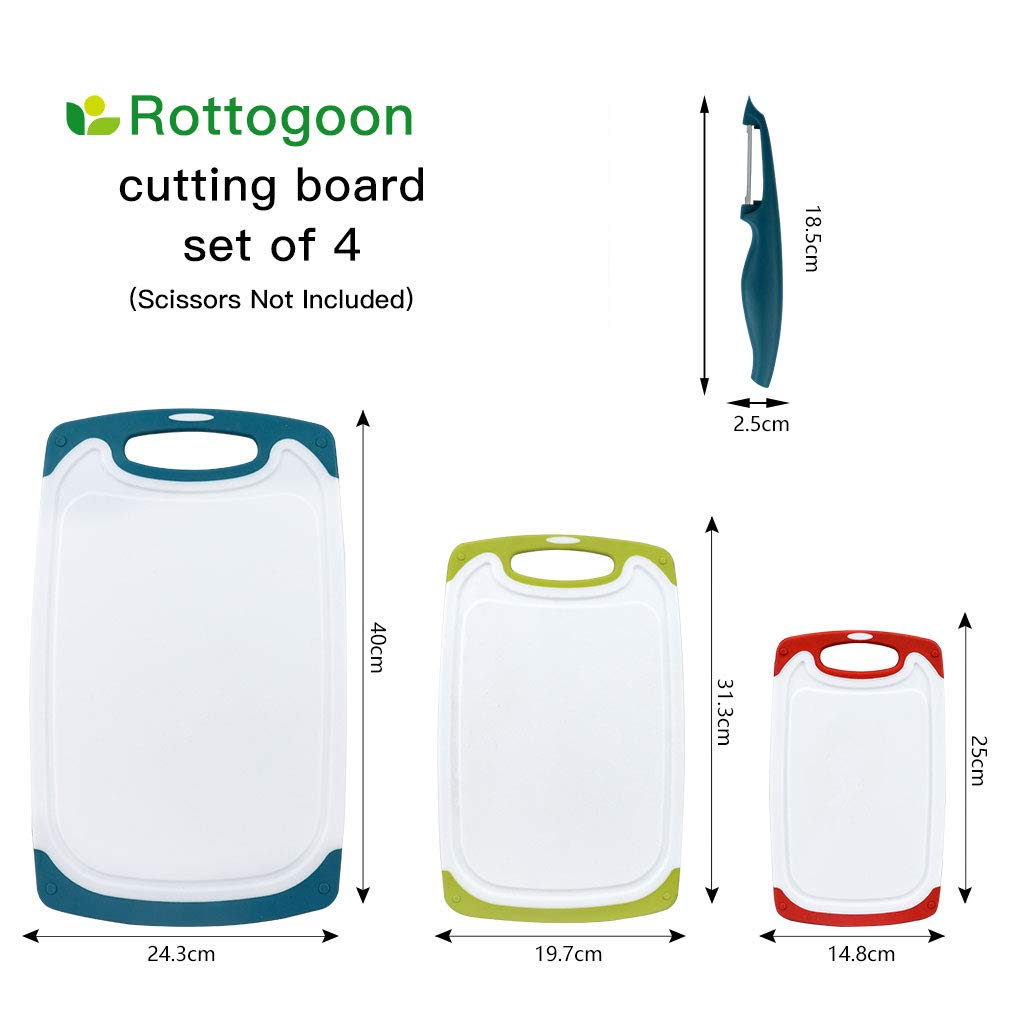 ROTTOGOON cutting boards with non-slip feet keep prep stable on counters.
