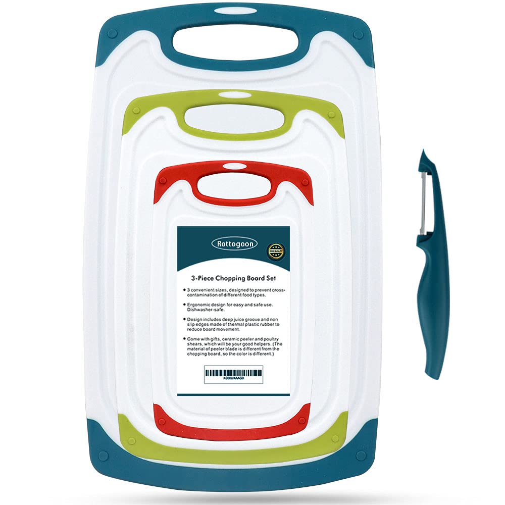 ROTTOGOON cutting boards set of four large for versatile meal prep and safety.