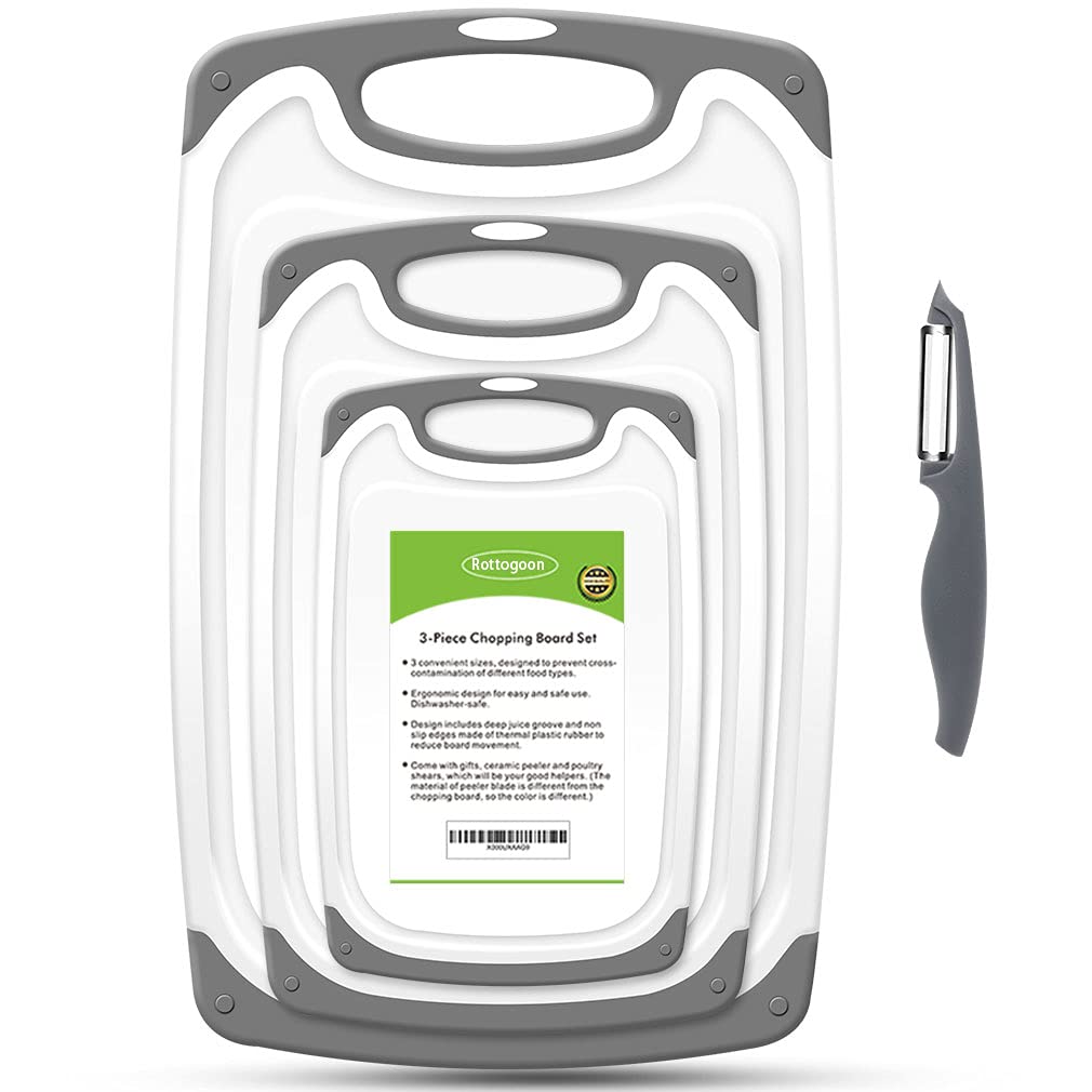 RottoGoon cutting boards set of four with non-slip feet for stable chopping