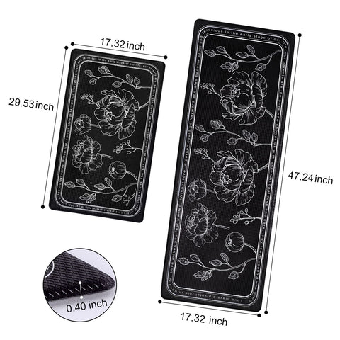ROTTOGOON kitchen mat set 2 – side view, non-slip backing keeps mat in place.