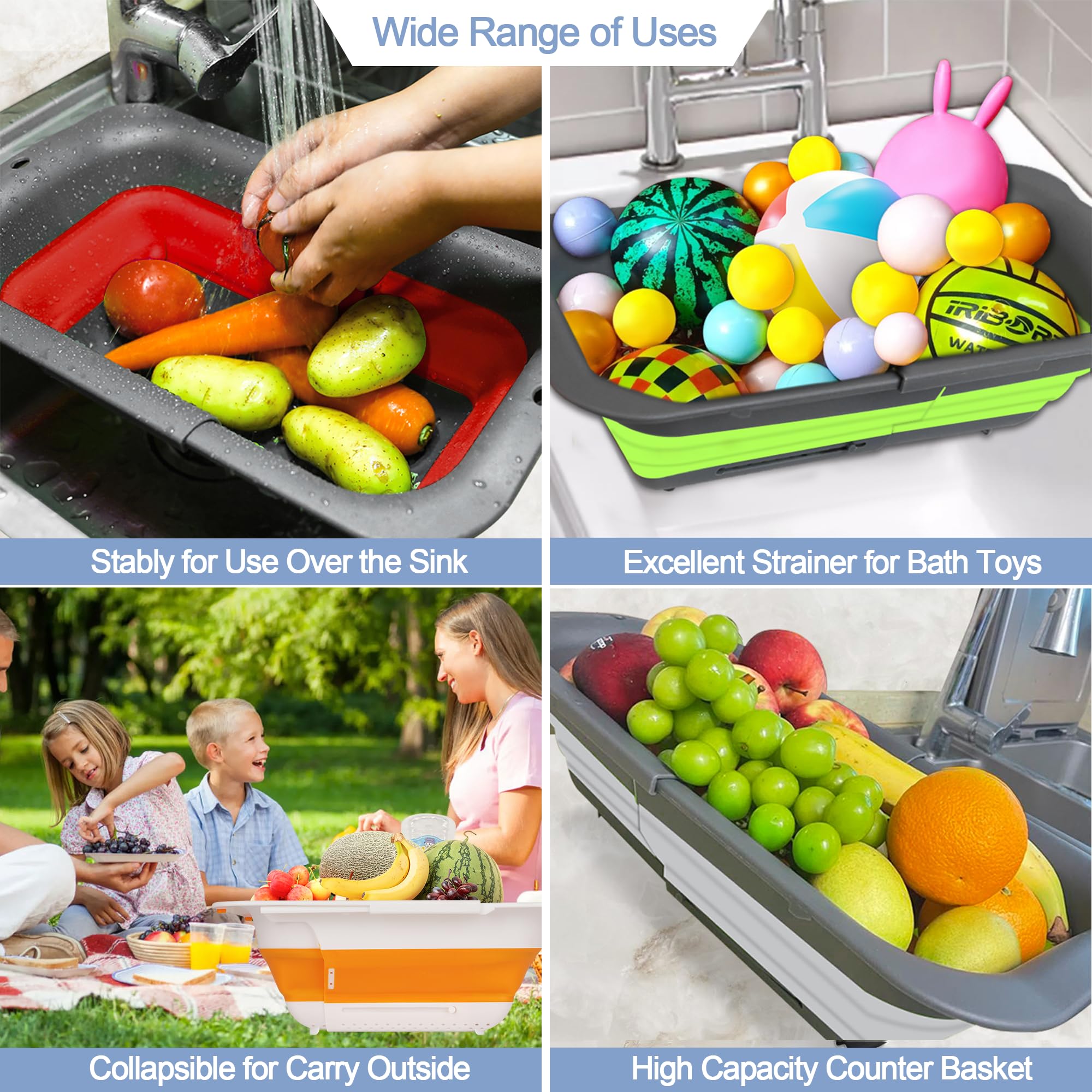 Rottogoon silicone colander folds flat to dry cups and produce.