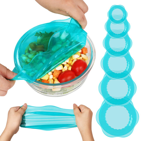 ROTTOGOON silicone lids form an airtight seal on round and irregular containers to keep leftovers fresh.