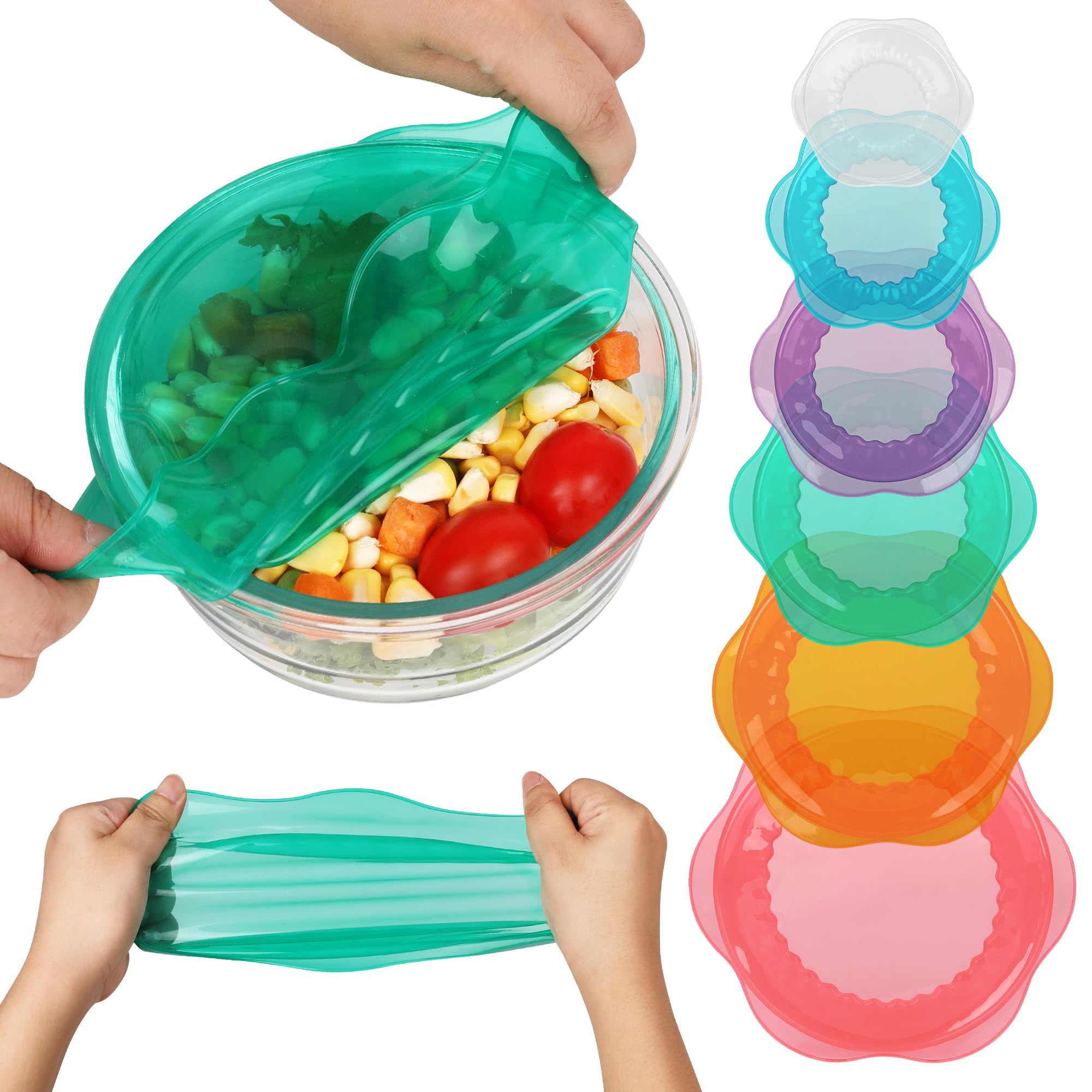 ROTTOGOON silicone stretch lid on a bowl creates airtight coverage for leftovers.