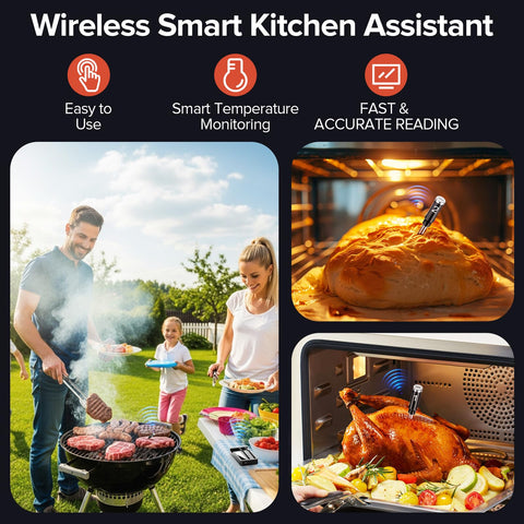 ROUUO dishwasher-safe probes enable quick, easy cleanup.