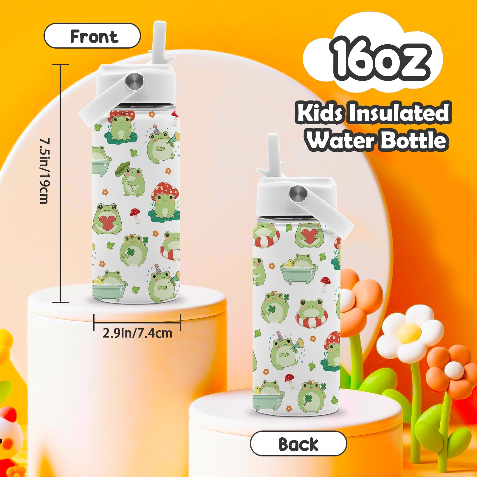 ROVOZAR frog-themed tumbler with white background boosts cottagecore vibes.